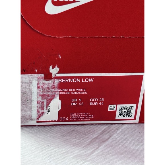 Size 10 - Nike Ebernon Low Black Habanero Red Aq1775-004 W/box - Picture 4 of 14